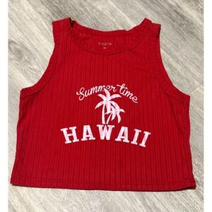 Shein Hawaii Crop Top Summer Sleeveless Ribbed Tank Top Red Medium can fit Small